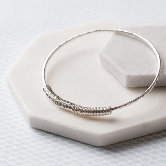 Sterling Silver 50 Ring Bangle – 50th Birthday Jewelry Gift