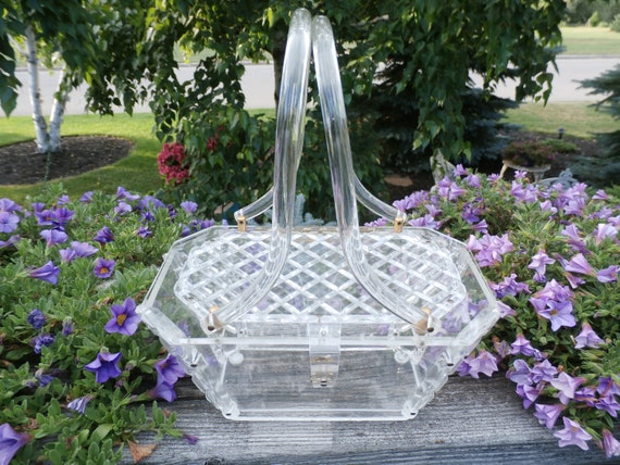 Vintage Clear Lucite Purse Handbag