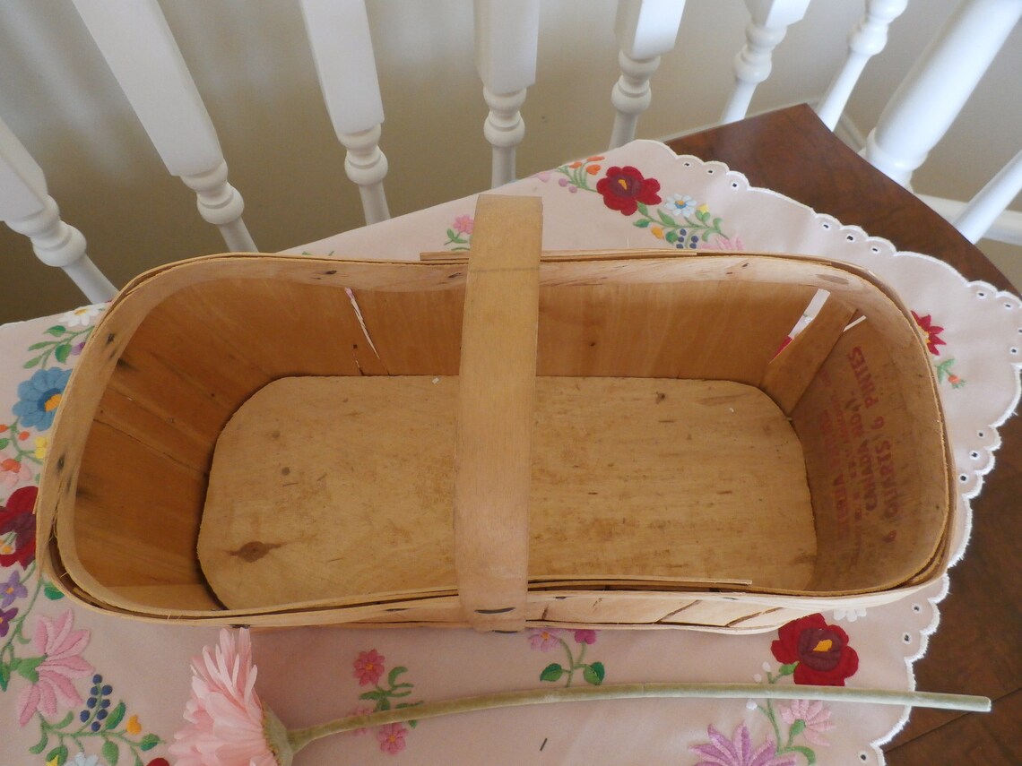 Vintage Slit Wood Wooden 6 Quart Basket 6 Pintes Basket Sterba Etsy