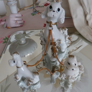 Vintage Spaghetti Poodle Family on a Chain Made in Japan