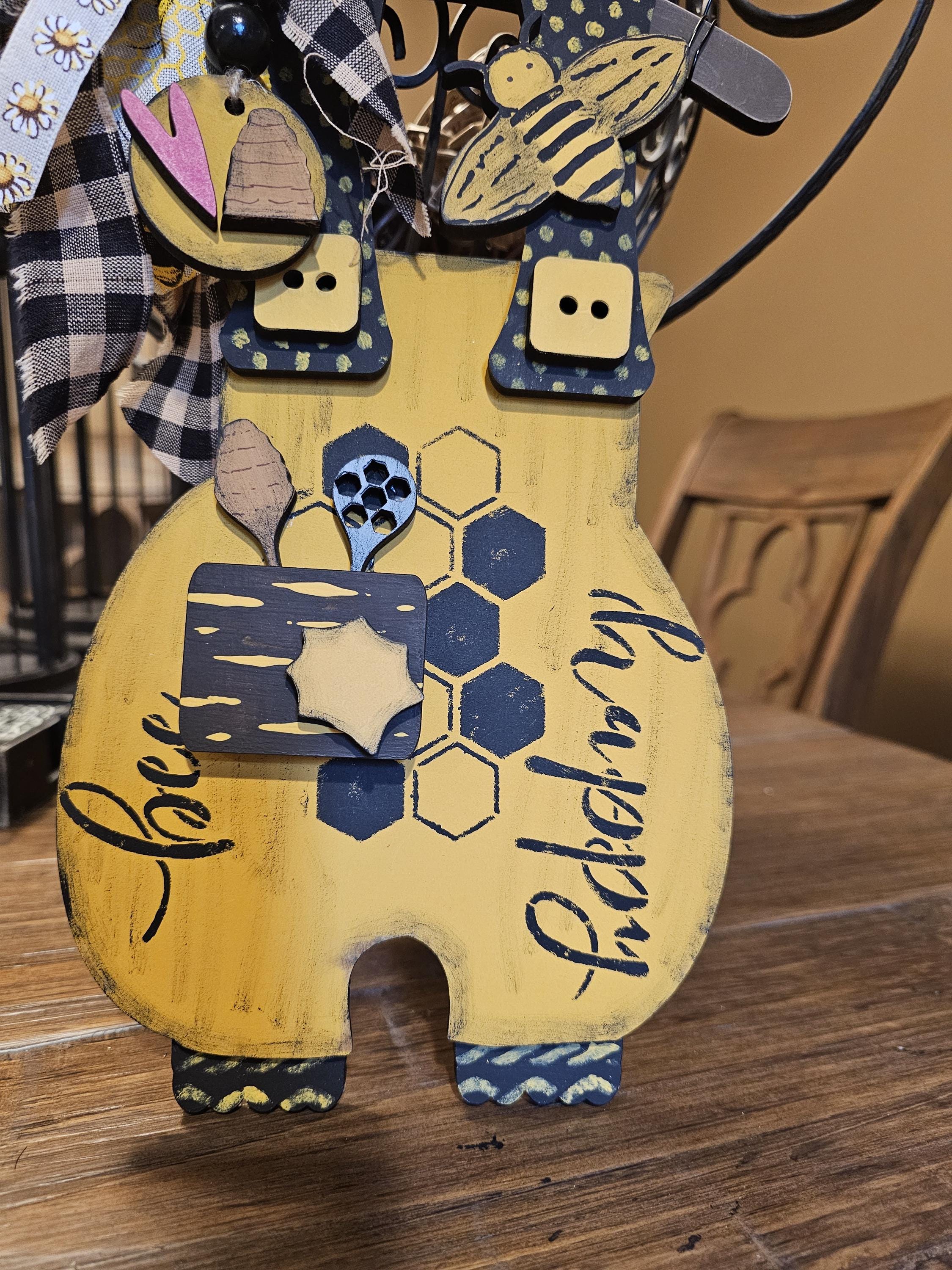 New! Beekeeper Black and Golden Overalls Door Hanger Bee Happy! - Etsy