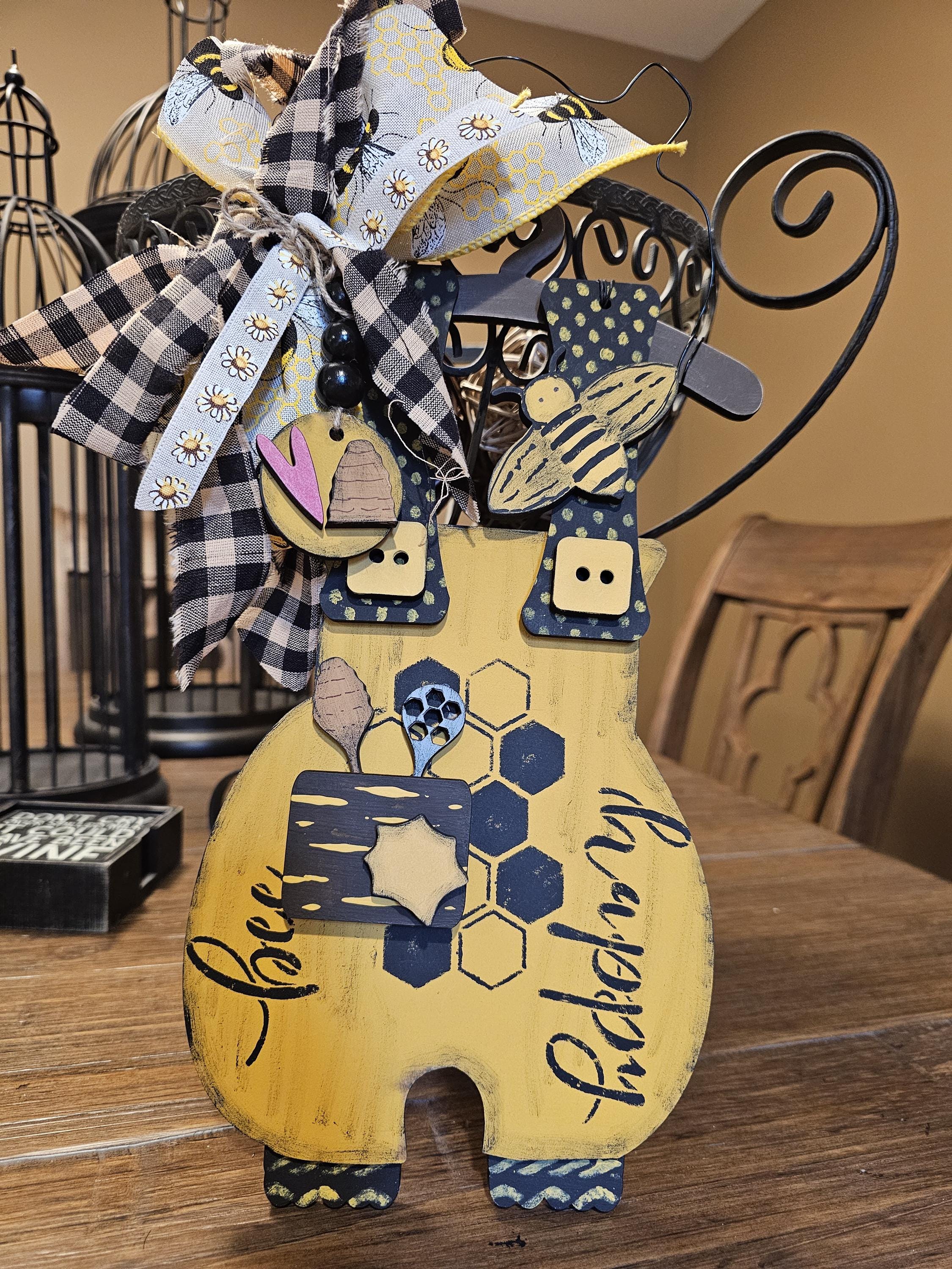 New! Beekeeper Black and Golden Overalls Door Hanger Bee Happy! - Etsy