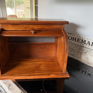 New large kitchen wood  Bread box Hand made from scratch!! roll top!! Nice!! Free shipping!! English Chestnut