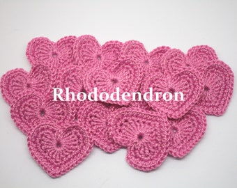 2 coeurs en crochet Rhododendron