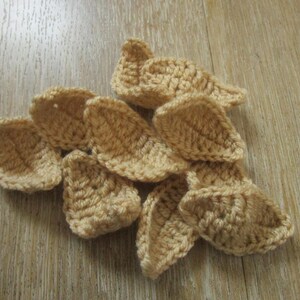 Peut inclure: Un ensemble de feuilles en crochet de couleur beige, parfaites pour des projets de bricolage.