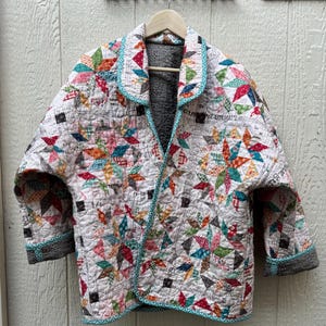 Handmade Women's Quilted Jacket, Fully Lined, Contrasting Binding, Assorted Quilt Prints, Made to Order