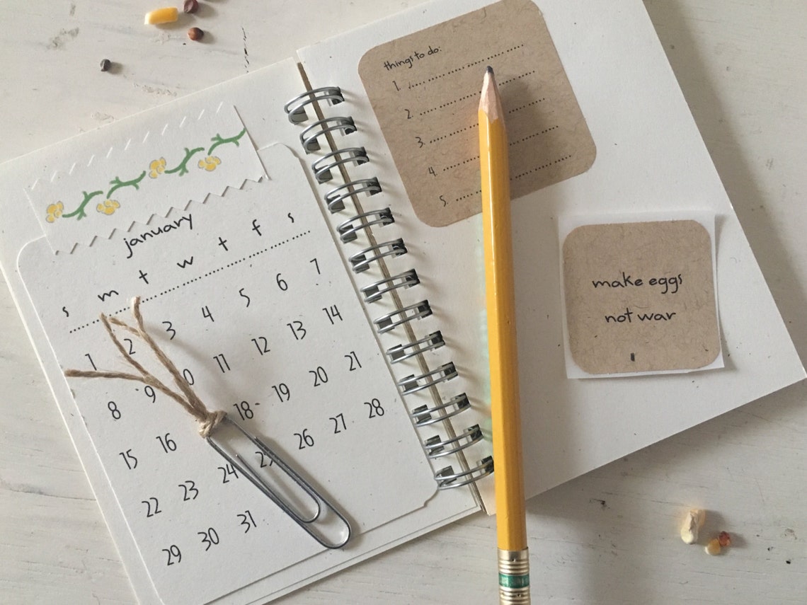 Small Spiral Bound Notebook Miniature Illustrated Planner Etsy