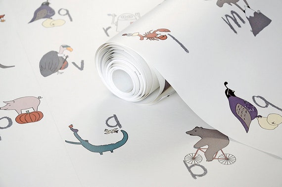Alphabet Wallpaper Sample Children S Wallpaper Nursery Etsy Alphabet Wallpaper Sample Children S Wallpaper Nursery Etsy