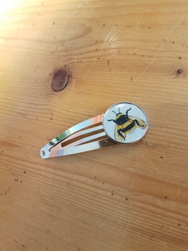 Simple Bumblebee Handmade Tiny Painting on Barrette