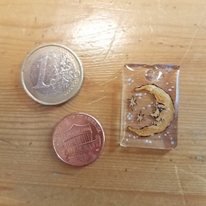 Man in the Moon - Handmade Tiny Painting on Resin Pendant