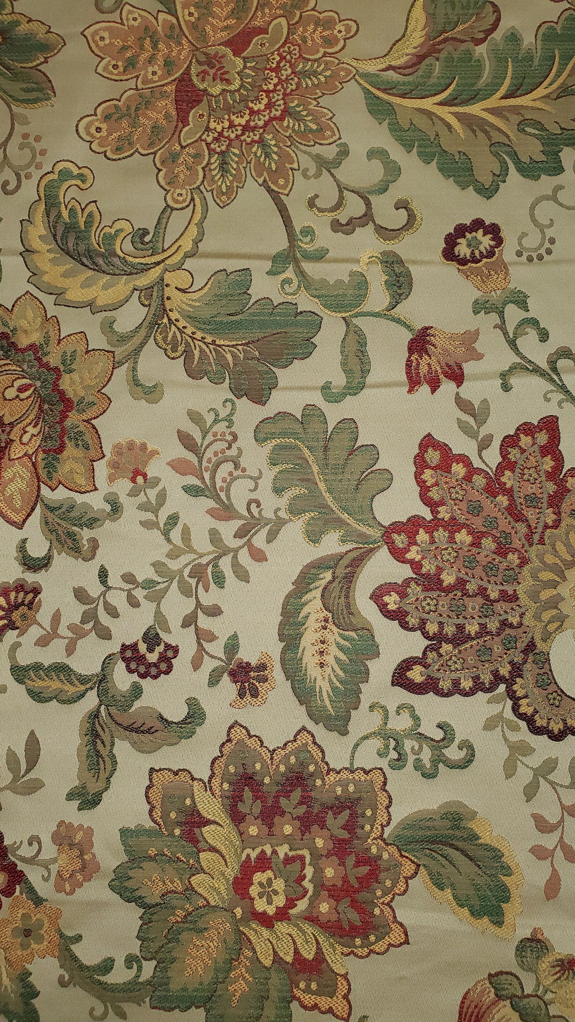 Brocade Jacquard Print With Flower Etsy