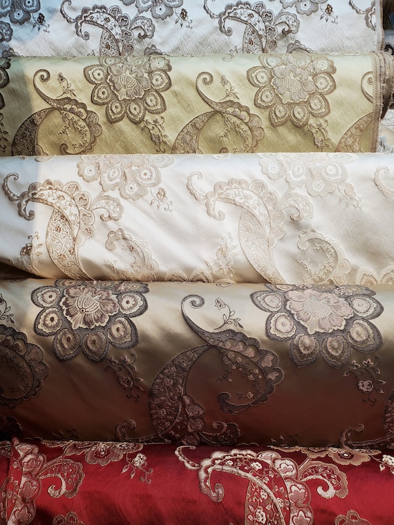 Jacquard Brocade Fabric with Paisley  Pattern, Fancy Brocade Fabric,