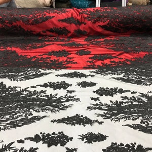 ポリエステルメッシュのエレガントなデザイン刺繍2サイドボーダー