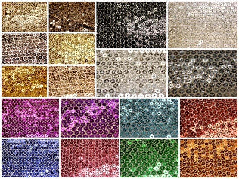 Sequin Fabric Sewed on Polyester Mesh All Over 5mm Sequins Etsy