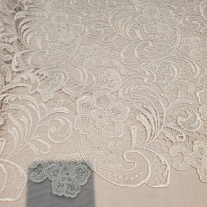 Floral Guipure Lace fabric, elegant Flower Embroidery, Chemical Lace fabric in 10colors Ivory