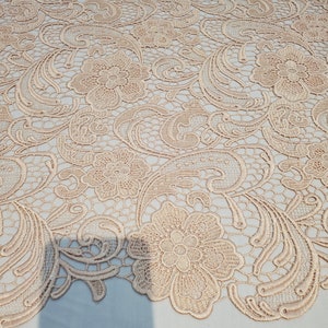 Floral Guipure Lace fabric, elegant Flower Embroidery, Chemical Lace fabric in 10colors Blush