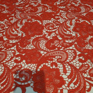 Floral Guipure Lace fabric, elegant Flower Embroidery, Chemical Lace fabric in 10colors Red