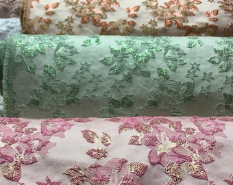 Brocade flower shinny design with two tone -in 6 colors