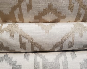 viscose polyfilament linen Jacquard  brocade geometric shapes design in Ivory background