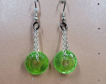 Cast Resin "Tire Swing" Earrings - Green