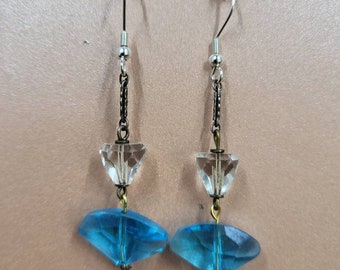 Blue Abstract Dangle Earrings