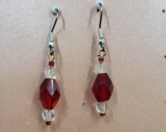 Red Lantern Glass Dangle Earrings