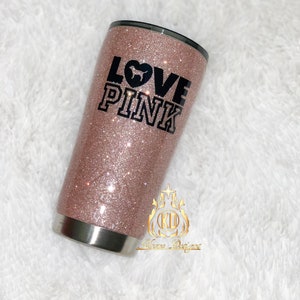 Glitter Rose Gold Victorias Secret Yeti Tumbler, Personalized Tumbler, Monogram, Yeti