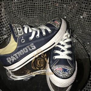 Adult Bling New England Patriots Chuck Taylor Shoes, Bling Shoes, Rhinestone Chuck Taylor, Birthday Shoes, Wedding Shoes, Wedding Converse