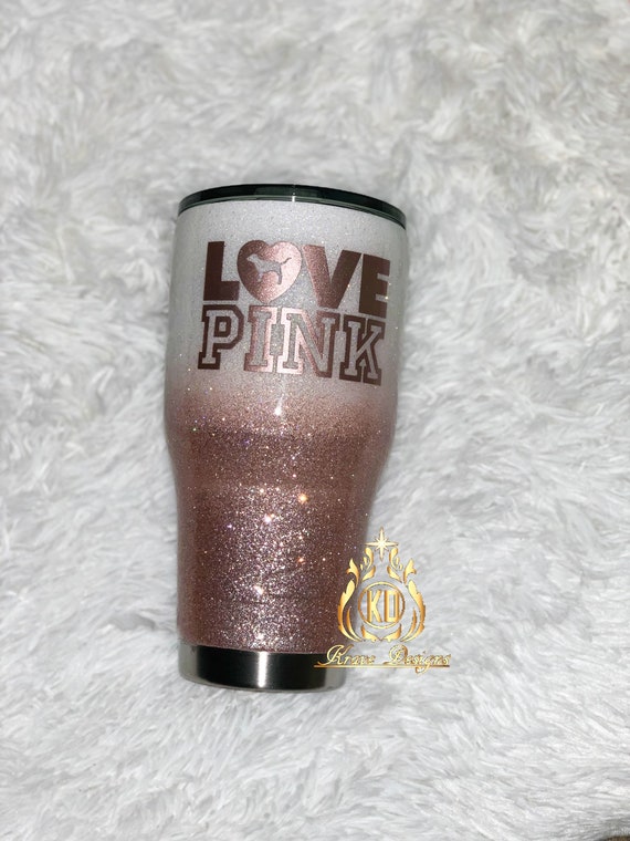 Glitter Rose Gold Ombré Victorias Secret Yeti Tumbler