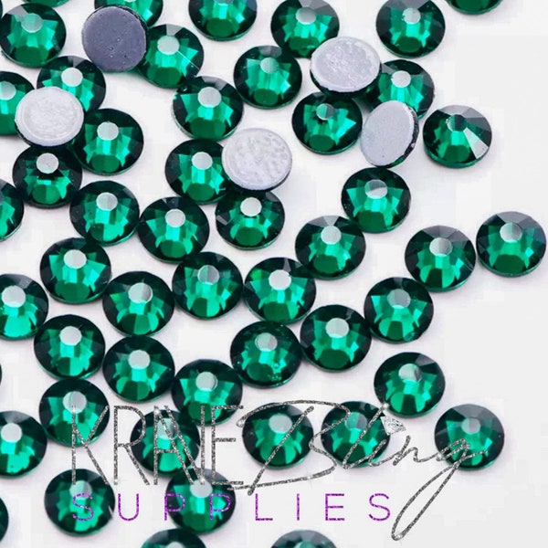 Glass Emerald Green Hotfix Rhinestones SS6 SS10 SS16