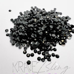 Jet Black Resin Rhinestones, 5MM, 4MM, 3MM, 2MM