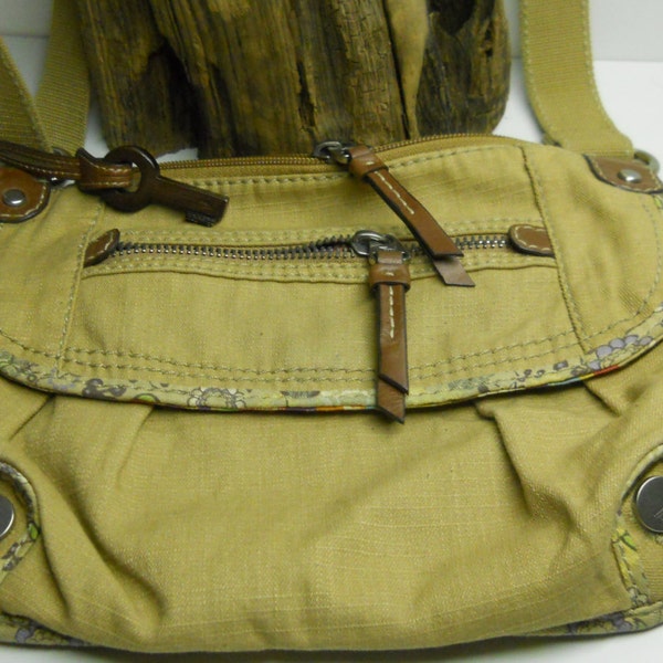 Vintage Canvas Fossil Cross Body / Shoulder Bag ~ Natural Bounty Vintage ~ 0095