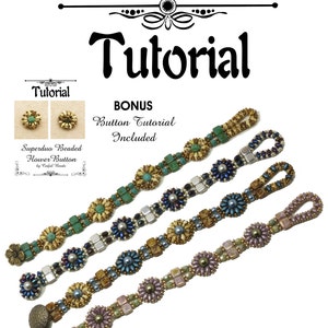 TUTORIAL - SUPERDUO & CZECHMATE Tile Flower Bracelet - &quot;Celeste&quot; Bracelet - Beaded Bracelet Tutorial - by Cinful Beads -Instant Download