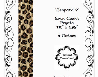 Peyote Bracelet Pattern, Animal Print, Leopard using Miyuki 11/0 Delica beads