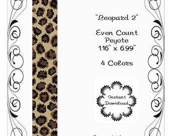 Peyote Bracelet Pattern, Animal Print, Leopard using Miyuki 11/0 Delica beads