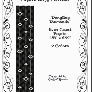 Peyote Bracelet Pattern, Black and White Geometric Design using Miyuki 11/0 Delica beads