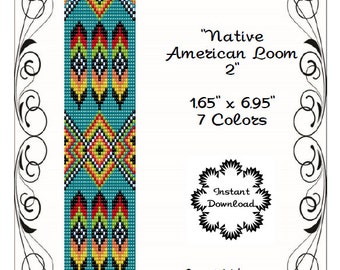 Loom or Square Stitch Bracelet Pattern-Native American Loom Pattern-Southwest Loom Pattern-Aztec Pattern-Loom Cuff Pattern