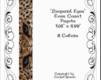 Peyote Bracelet Pattern, Animal Print, Leopard Eyes using Miyuki 11/0 Delica beads