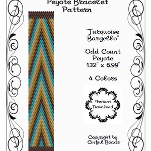 PEYOTE CUFF PATTERN - Peyote Bracelet- Off Loom - Bargello - Miyuki 11/0 Delica beads - Boho