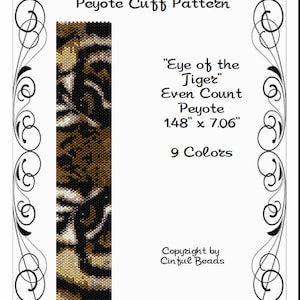 Peyote Bracelet Pattern, Animal Print, Tiger Eyes using Miyuki 11/0 Delica beads