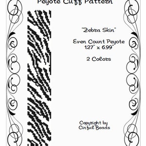 Peyote Bracelet Pattern, Animal Print, Zebra Skin using Miyuki 11/0 Delica beads