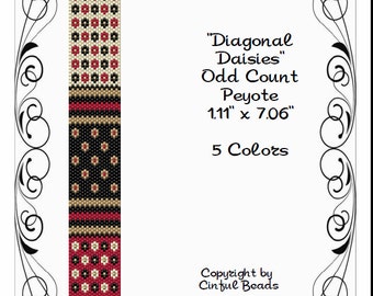 Peyote Bracelet Pattern, Mini Flower Design using Miyuki 11/0 Delica beads