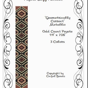 Peyote  Bracelet Pattern,Metallic Geometric Design made with Miyuki 11/0 Delica Beads