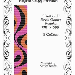 Peyote Bracelet Pattern, Swirls using Miyuki 11/0 Delica beads