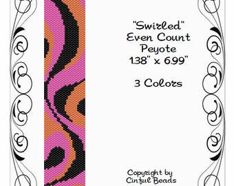 Peyote Bracelet Pattern, Swirls using Miyuki 11/0 Delica beads