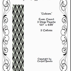 Peyote Bracelet pattern, Geometric Design, Optical Illusion Cubes using Miyuki 11/0 Delica beads