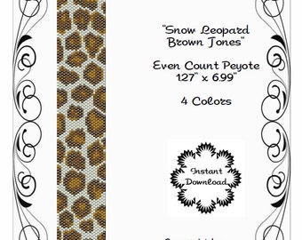 Peyote Bracelet Pattern, Animal Print, Snow Leopard using Miyuki 11/0 Delica beads