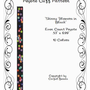 Peyote Bracelet Pattern-Skinny Design-Mini Daisies-Miyuki 11/0 Delicas-Daisy Bracelet-Skinny Peyote Bracelet