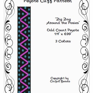 Peyote Bracelet Pattern, Geometric Design using Miyuki 11/0 Delica beads