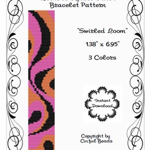 LOOM OR SQUARE Stitch Pattern - Swirl Loom Pattern - Square Stitch Swirl - Miyuki Delicas - Peyote Pattern - Swirl Pattern